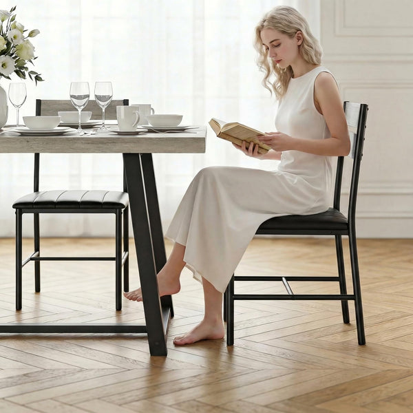 7-Piece Dining Table Set with 6 Upholstered Chairs