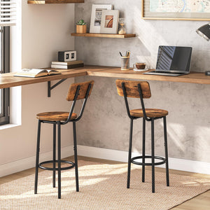 Round Bar Stools Set of 2 with Back