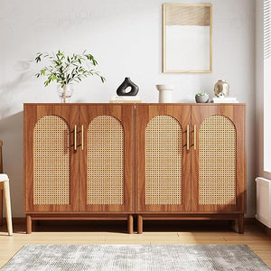 Rattan Sideboard Buffet Cabinet with Storage, 59 Inch