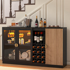 55" Bar Cabinet with RGB LED Light & Wine Rack