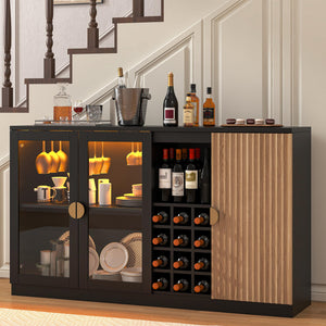 55" Bar Cabinet with RGB LED Light & Wine Rack