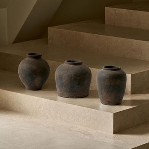 Brown Ceramic Oval Vase – Farmhouse & Zen Décor