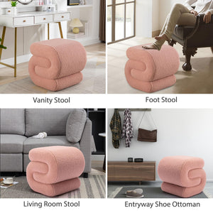 S-Shaped Sherpa Vanity Ottoman Stool