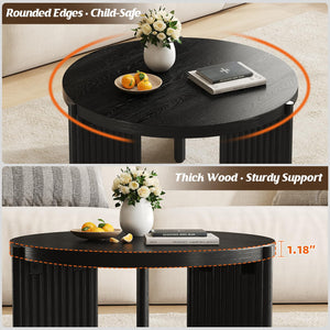 Round Coffee Table – Black Fluted