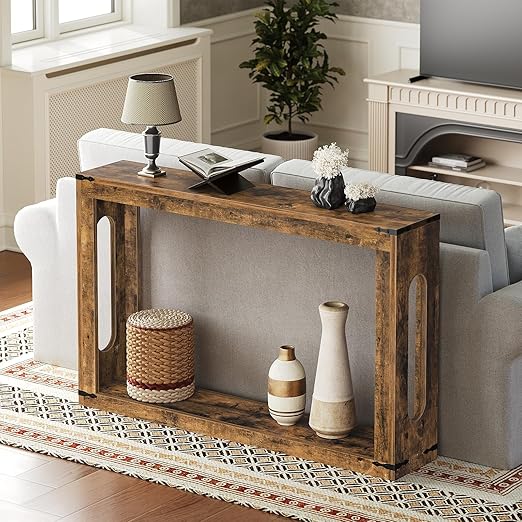 Farmhouse Console Table with Storage Shelf