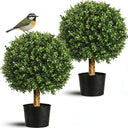 Artificial Boxwood Topiary Tree – 24" UV Resistant Faux Plant for Porch, Patio & Entryway
