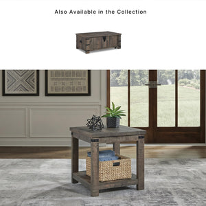 Hollum 24-Inch Square End Table with Storage Shelf