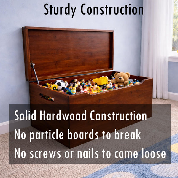 Solid Wood Storage Chest with Lid & Handles