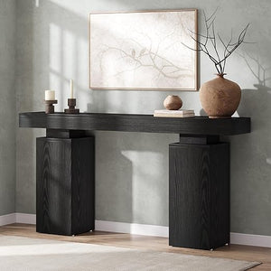 63-Inch Farmhouse Console Table with Wood Finish
