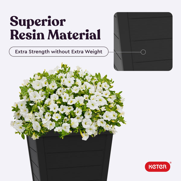 Set of 2 Tall Resin Tapered Planters 22-Inch