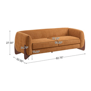 82" Boucle 3-Seater Sofa with Wood Legs