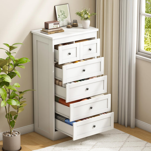6-Drawer Tall Dresser with Metal Rails & Anti-Tip Kit