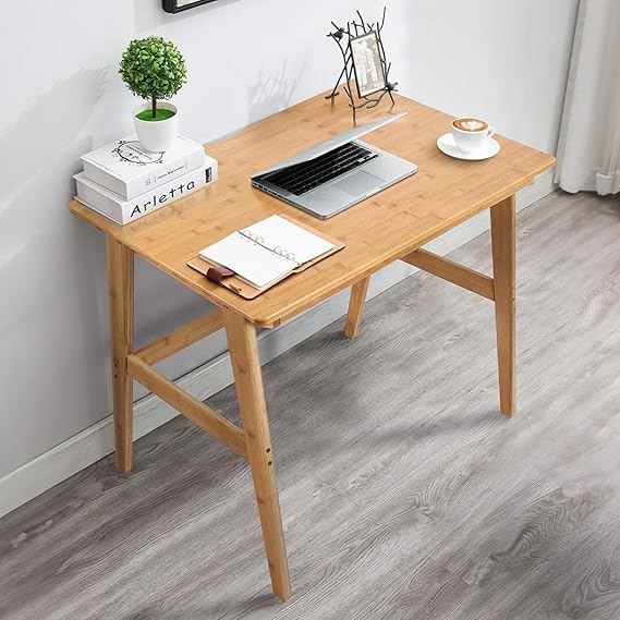 Bamboo Computer Desk with 2 Drawers