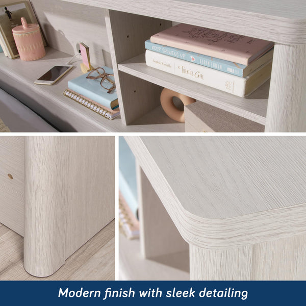 Full/Queen Bookcase Headboard with Adjustable Shelves – Glacier Oak