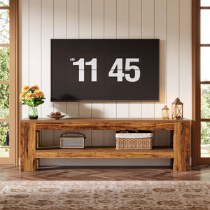 Tribesigns 59" TV Stand for 55/60/65/75-Inch TVs, Rustic Media TV Console with Storage Shelve, Entertainment Center Television Stand for Living Room, Bedroom (Brown)
