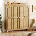 Arched Armoire Wardrobe Closet with 4 Doors & 2 Hanging Rods