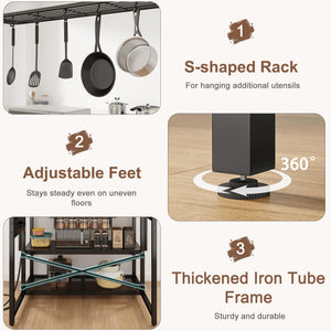 Kitchen Island with Storage & Bakers Rack