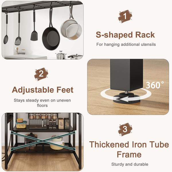Kitchen Island with Storage & Bakers Rack