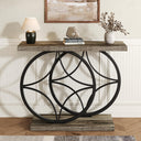 Industrial Console Table with Wood Top – Entryway Sofa Table