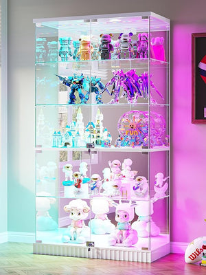 5-Tier Glass Display Cabinet with RGB Lights & Lock