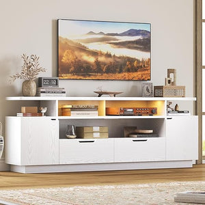 TV Stand for 85 Inch TVs with Power Outlet & LED Lights