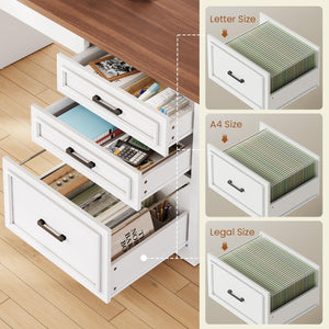 L-Shaped Electric Standing Desk with Drawers, Shelves & Power Outlet – 63" x 67"