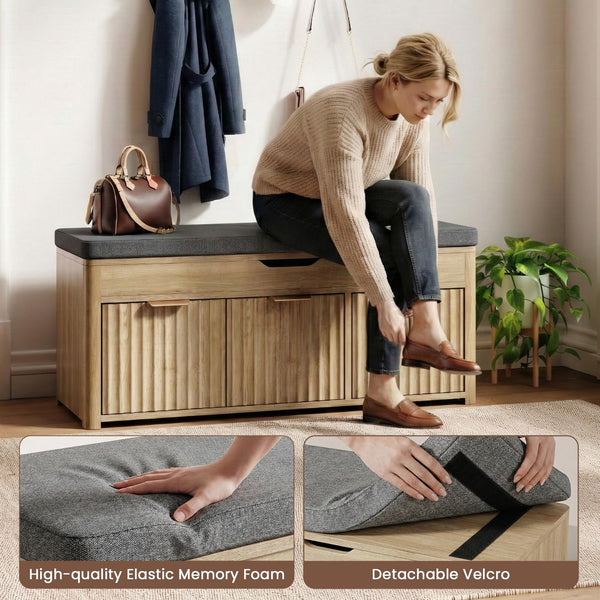 Lift Top Shoe Storage Bench with Cushioned Seat
