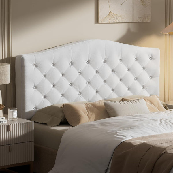 Tufted Upholstered Headboard – Queen & King | Chenille Fabric, 4" Cushion