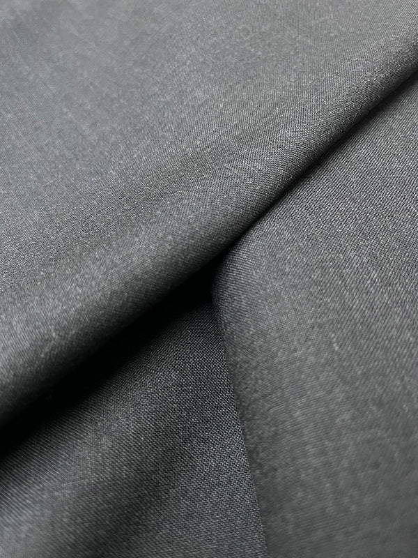 100% Wool Suiting Fabric – Charcoal Gray Plain Weave