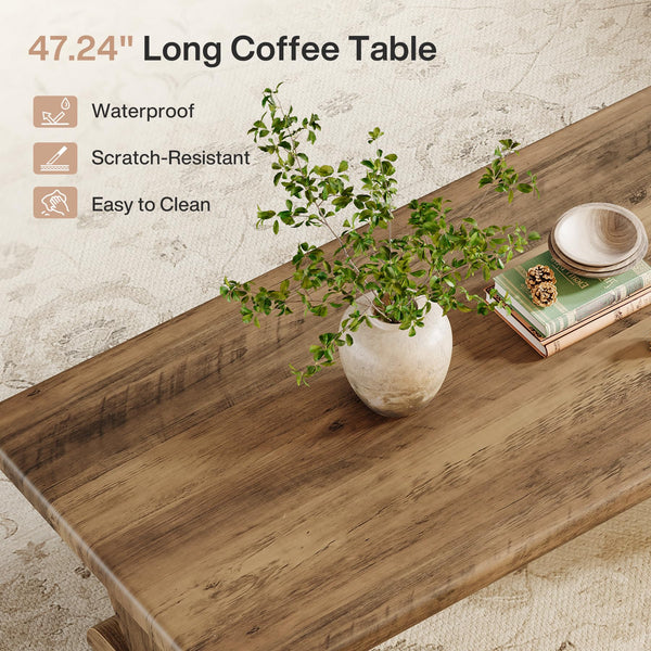 Rectangle Coffee Table – 48 Inch Rustic Wood Living Room Center Table