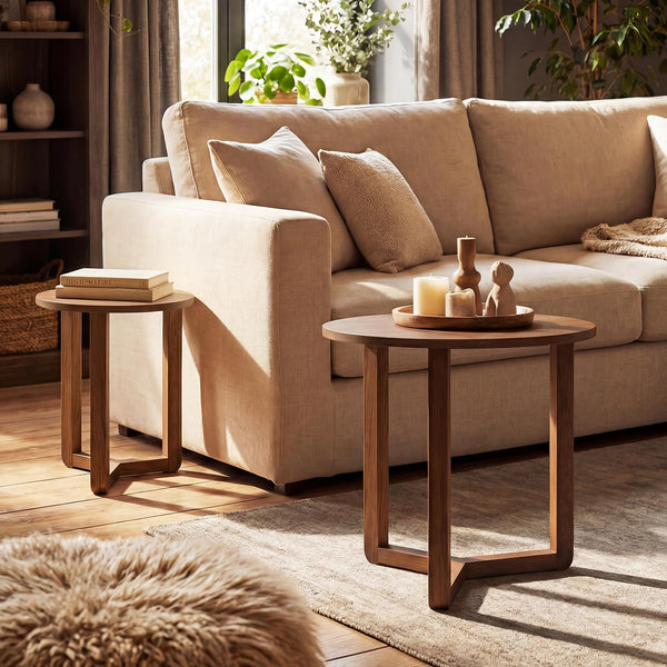 Round Nesting Coffee Table Set of 2, 22.5"