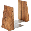 Handmade Wooden Bookends with Metal Base