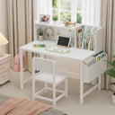 Kids Desk and Chair Set with Hutch and Pegboard