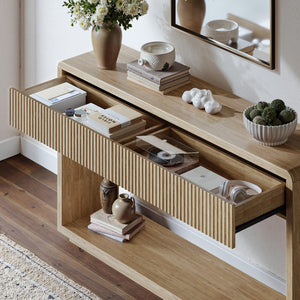 59" Fluted Console Table with Drawers & Storage