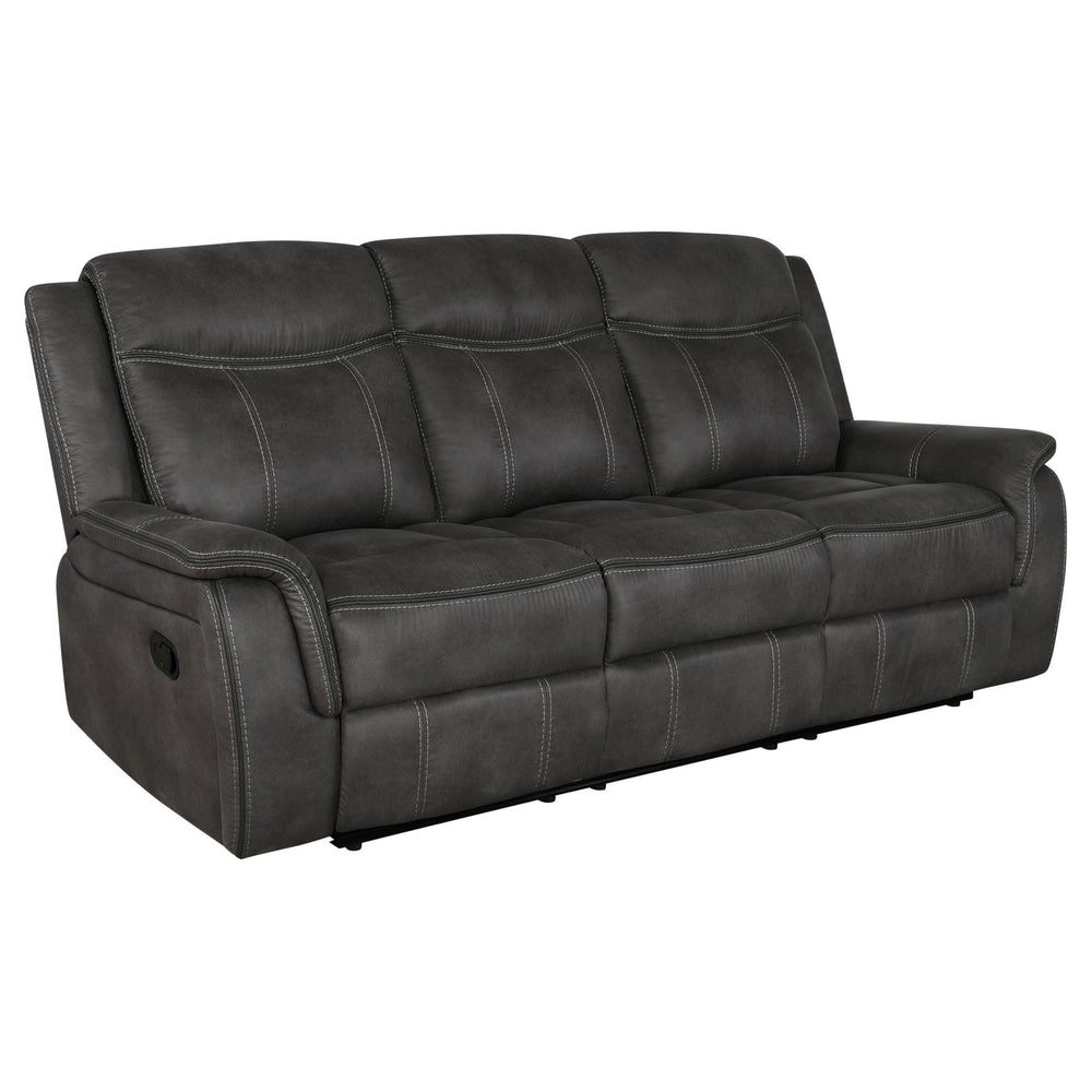 Charcoal Tufted Reclining Sofa – Microfiber Wall Hugger 3-Seater