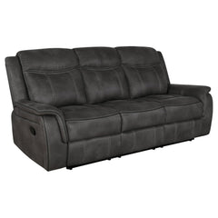 Charcoal Tufted Reclining Sofa – Microfiber Wall Hugger 3-Seater