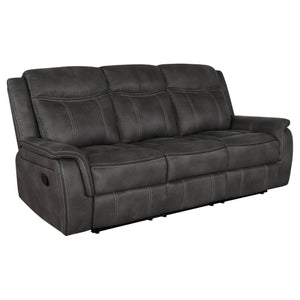Charcoal Tufted Reclining Sofa – Microfiber Wall Hugger 3-Seater