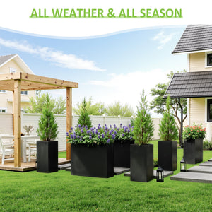 Tall Rectangular Outdoor Planter Box - Galvanized Steel