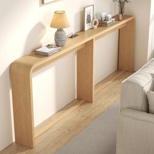 86.75" Console Table with USB Charging Ports & Open Storage Shelf