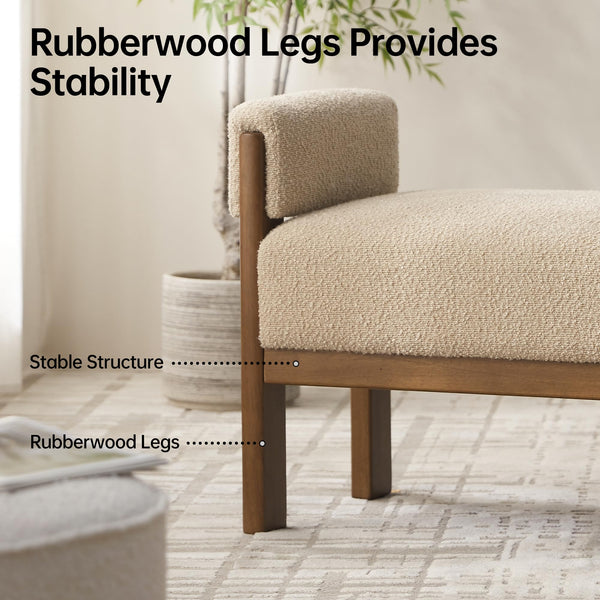 Upholstered End of Bed Bench with Arms & Solid Wood Frame