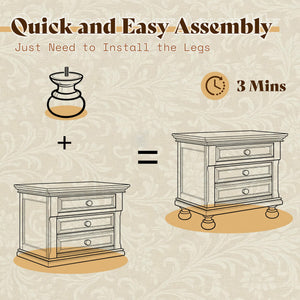 Solid Wood 3-Piece King Bedroom Set with Nightstands
