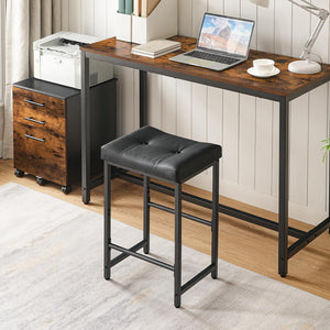 PU Leather Counter Height Bar Stools with Footrest, Set of 2