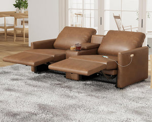 Dual Power Reclining Sectional Loveseat with Console