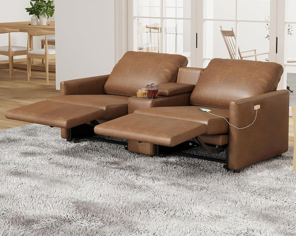 Dual Power Reclining Sectional Loveseat with Console