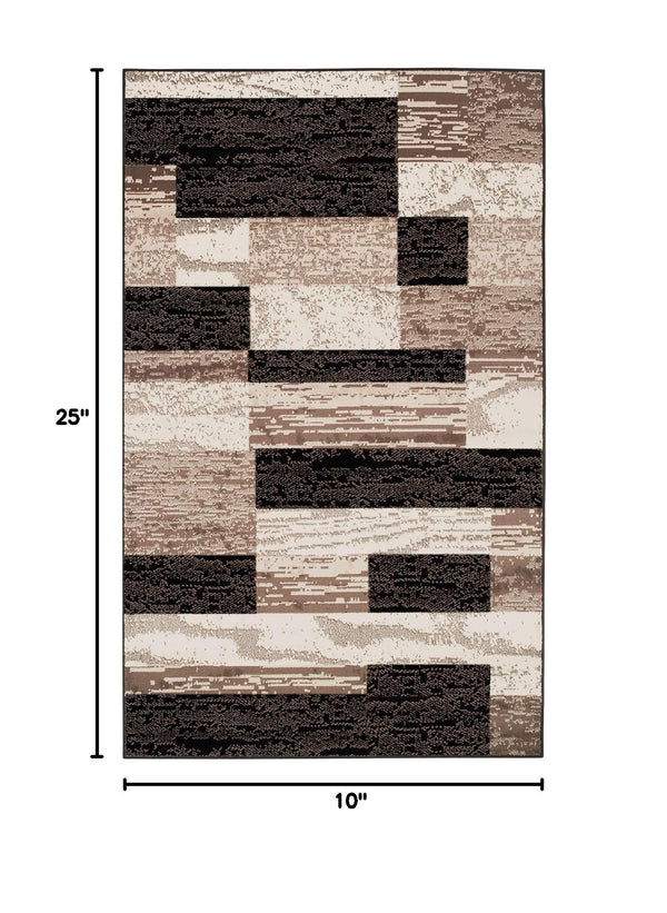 Geometric Patchwork Indoor Area Rug 12x15 Chocolate
