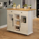 Rolling Kitchen Island with Storage, Drop Leaf & Towel Rack