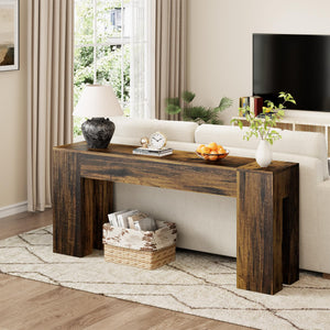 71-Inch Farmhouse Sofa Console Table – Rustic Brown