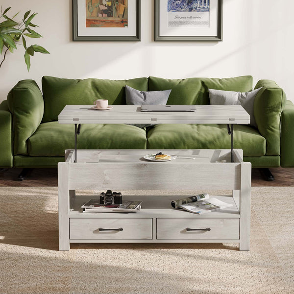 Lift Top Coffee Table with Drawers & Hidden Storage