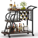 3-Tier Rolling Bar Cart with Wine Glass Holder