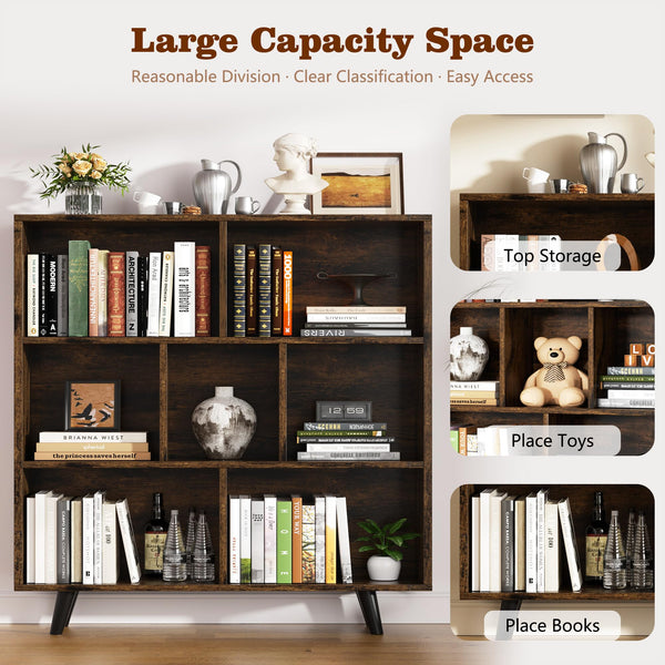 3-Tier Open Bookcase with Metal Legs